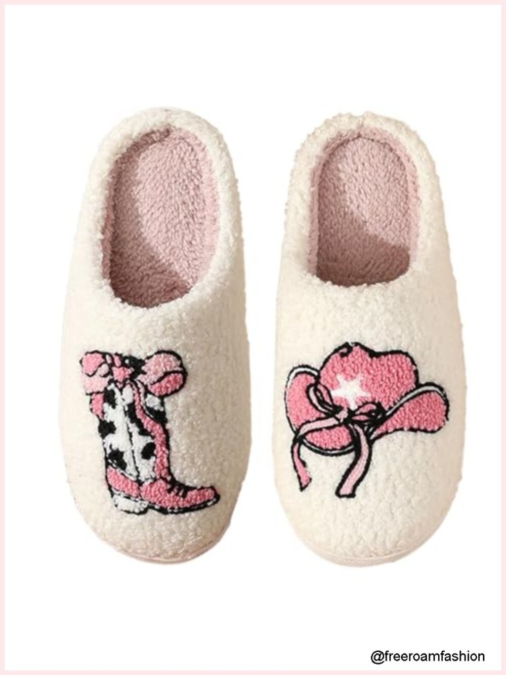Retro Cowgirl Cowboy Boots Slippers Plush Warm House Slippers Non-Slip